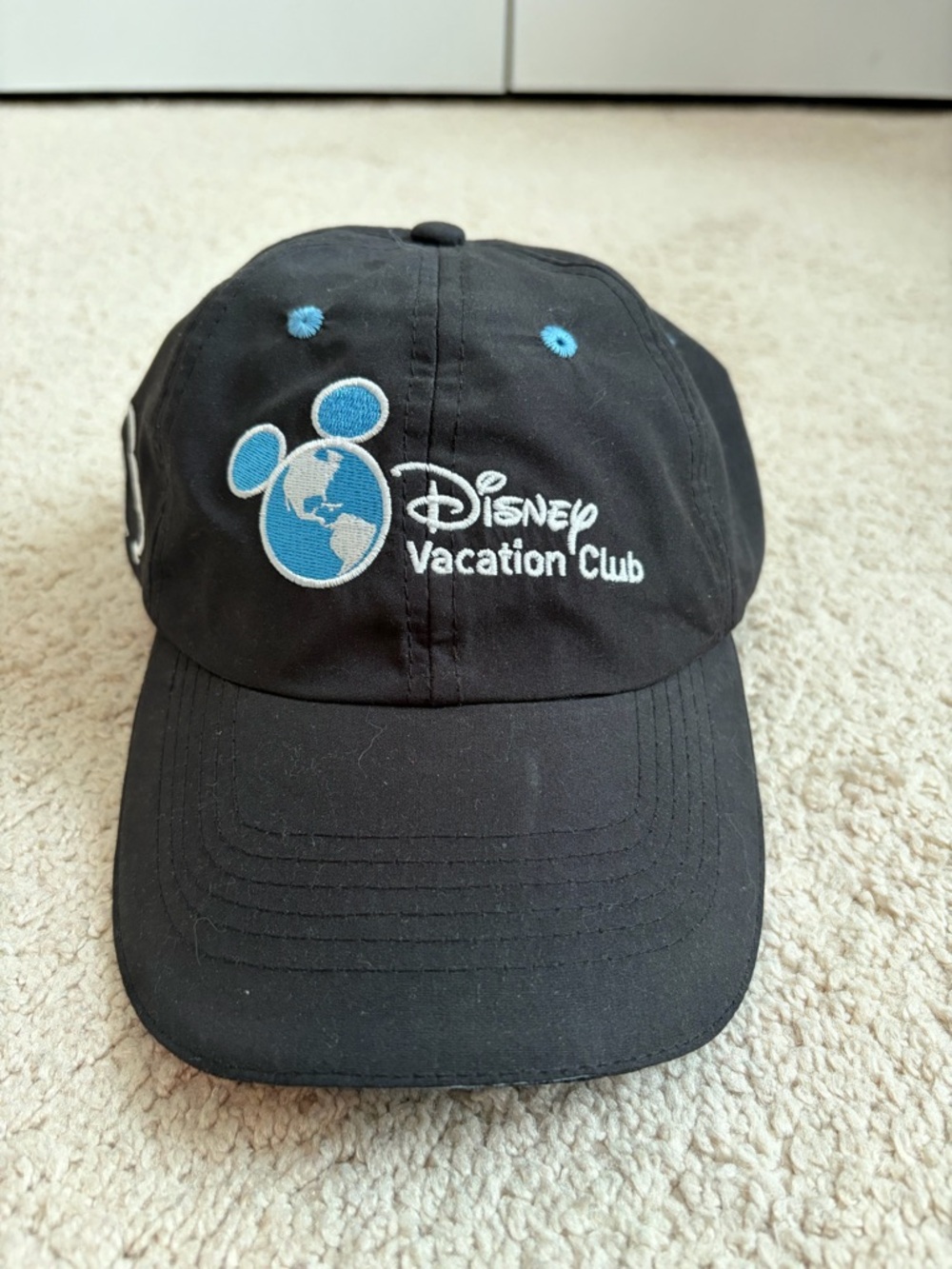 Disney Vacation Club Member Black Hat Cap Adjustable Strap Mickey Icon Logo NWOT